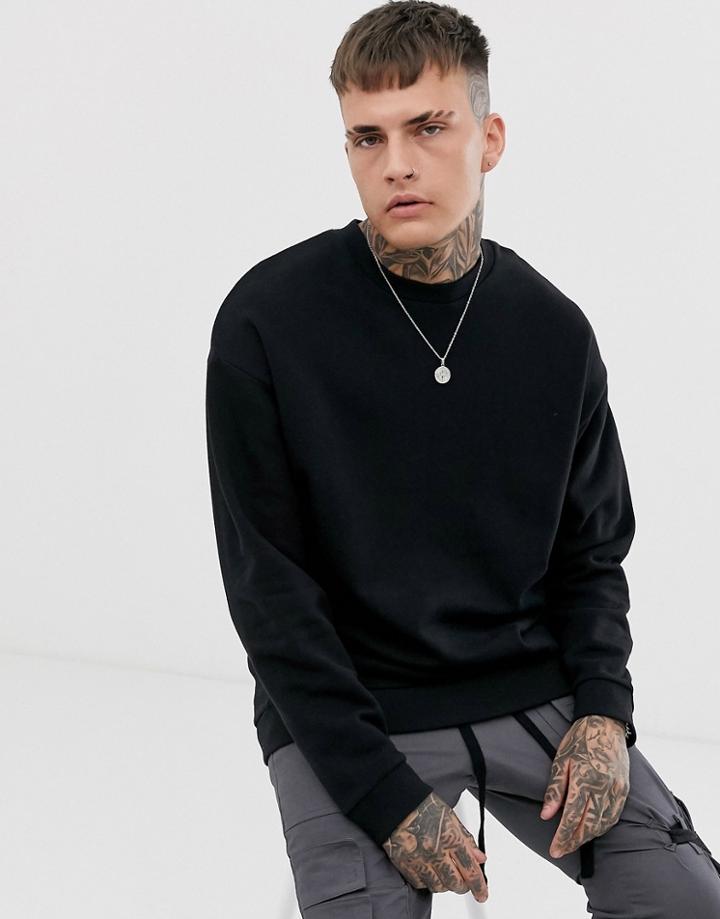 Asos Design Longline Oversized Sweatshirt In Black