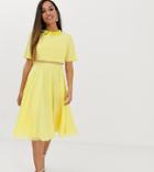 Asos Design Petite 3d Embellished Crop Top Midi Dress-yellow