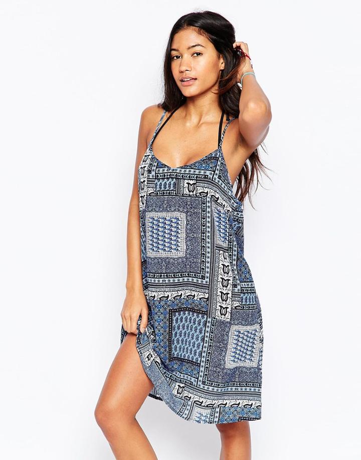 Anmol Scarf Print Cami Dress - Blue