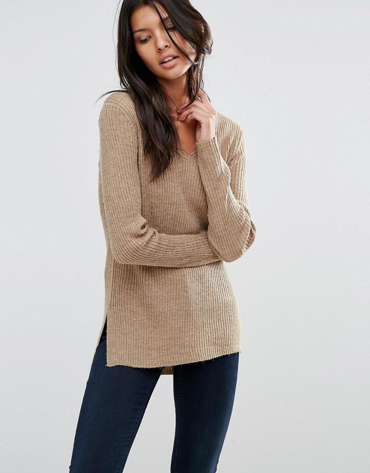 Brave Soul V Neck Sweater - Cream