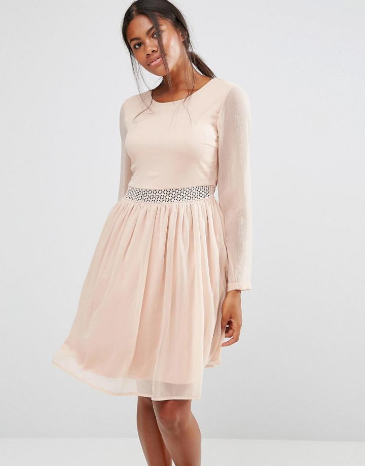 Y.a.s Marissa Long Sleeve Dress With Lace Insert - Purple