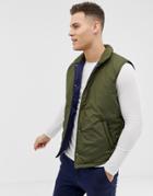 Asos Design Puffer Vest In Khaki - Green