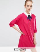 Sister Jane Siren Song Shift Dress With Contrast Collar - Pink