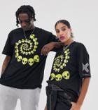 Collusion Unisex T-shirt With Alien Print-black