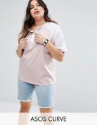Asos Curve T-shirt With Lace Up Detail And Block Stripe - Multi