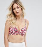 Wolf & Whistle Extreme Push Up 2 Cup Sizes Floral Bikini Top B-g Cup - Pink