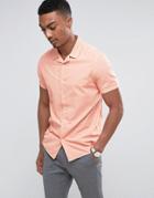 Asos Regular Fit Laundered Shirt With Revere Collar In Pink - Pink