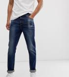 Asos Design Tall Skinny Jeans In Vintage Dark Wash Blue - Blue