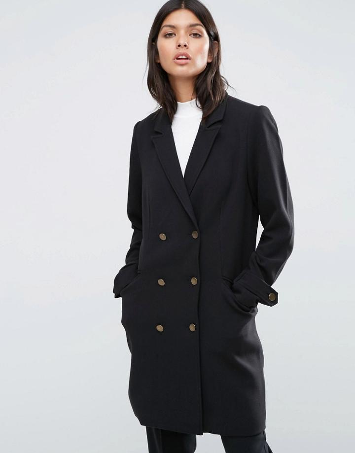Y.a.s Double Breasted Coat - Black