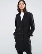 Y.a.s Double Breasted Coat - Black