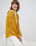 Asos Design Oversized Cardigan With Stitch Detail - Yellow
