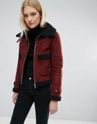 Urbancode Crop Coat With Large Pockets - Red