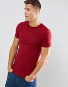 Asos Extreme Muscle Fit T-shirt With Crew Neck In Red - Red