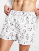 South Beach Swim Shorts In White Line Print