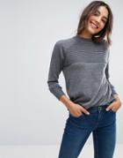 Asos Sweater With Ripple Stitch Detail - Gray