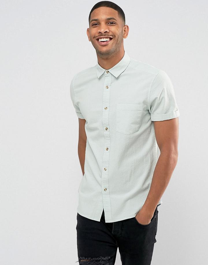 Asos Regular Fit Textured Shirt In Blue - Blue