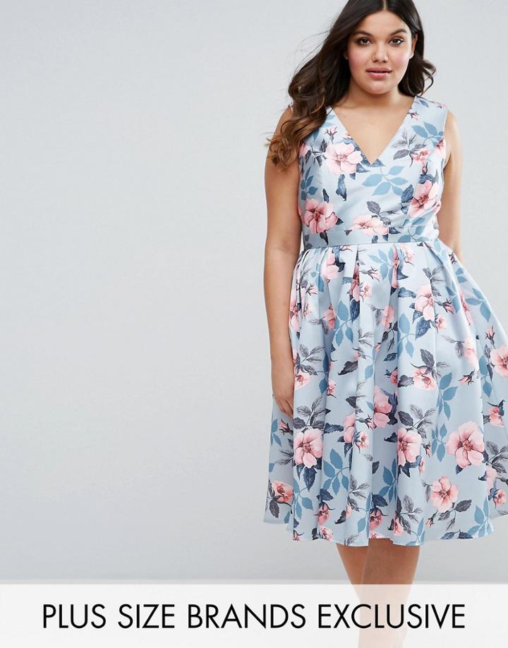 Chi Chi London Plus Floral Prom Dress - Purple