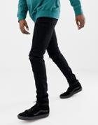 Sixth June Skinny Jeans In Black With Knee Rip - Black