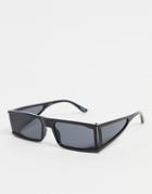 Asos Design Square Visor Sunglasses In Black With Side Lens