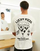 Jack & Jones Originals Oversized T-shirt With Pizza Back Print In White