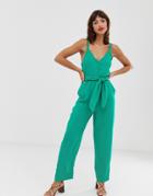 & Other Stories Belted Scallop Edge Jumpsuit In Bright Green