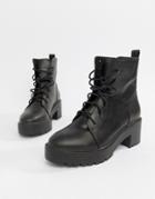 Asos Design Raider Chunky Lace Up Boots - Black