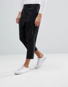 Asos Drop Crotch Tapered Smart Pants In Charcoal Wool Mix - Gray