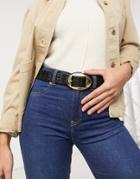 Asos Design Waist And Hip Jeans Belt With Oval Buckle In Black Croc