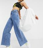 Collusion X008 Wide Leg Jeans In Stonewash Blue-blues