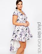 Truly You Prom Dress In All Over Floral With Hi Lo Hem - Multi