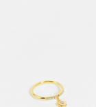 Reclaimed Vintage Inspired Ring With Pretty Crystal Flower In Gold Plated Sterling Silver