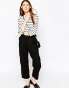 Asos Wool Touch Cropped Peg Pants With D-rings - Black