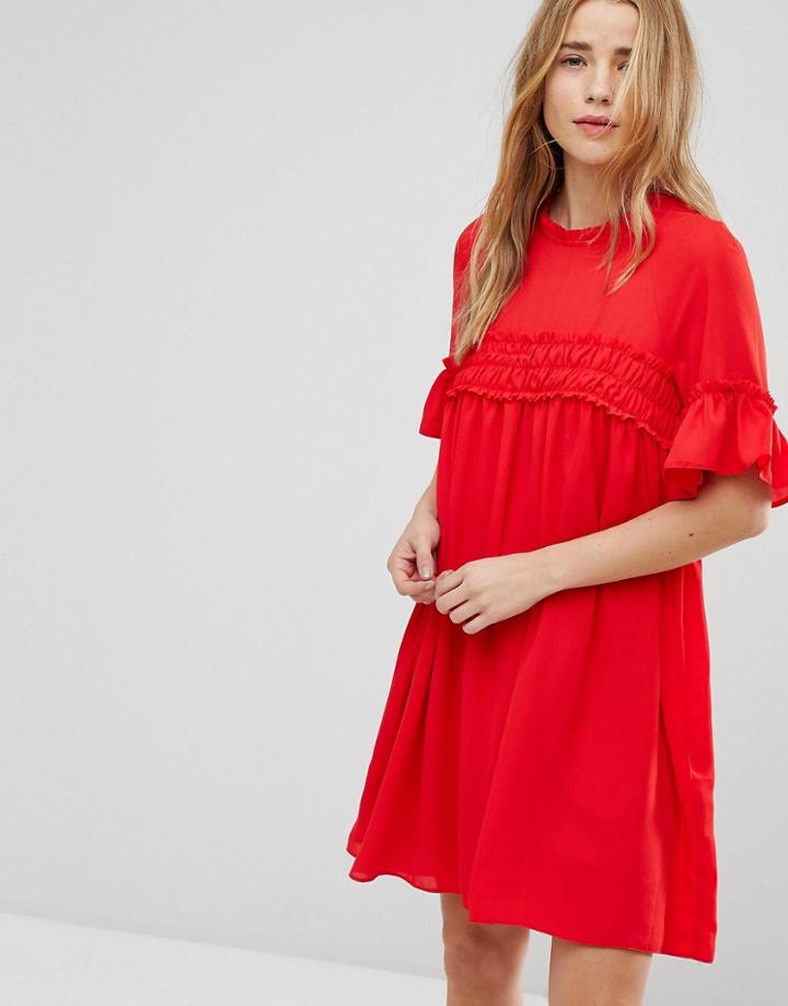Asos Shirred Smock Mini Dress