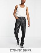 Asos Design Straight Jeans In Black Croc Leather Look