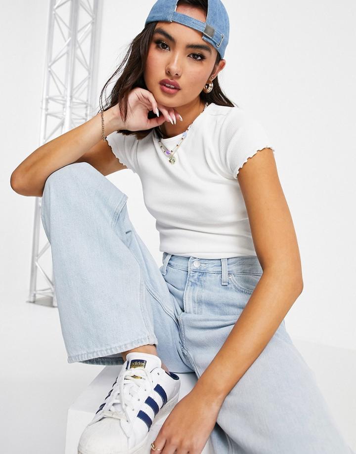 New Look Lettuce Edge T-shirt In White