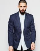 Farah Blazer With Honeycomb Cotton Patch Pockets - Navy