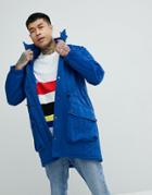 Asos Parka With Funnel Neck In Blue - Blue
