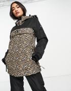 Surfanic Powder Overhead Technical Snowboard Jacket In Leopard Print-multi