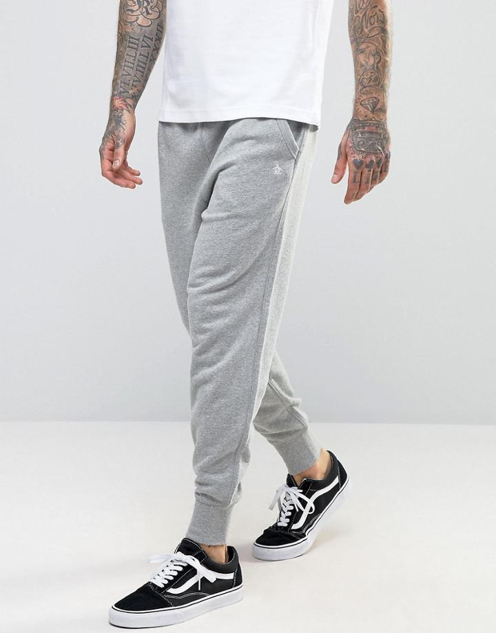 Original Penguin Cuffed Jogger Slim Fit Small Logo In Gray - Gray