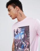 Asos Design Relaxed T-shirt With Historical Scene Print - Pink