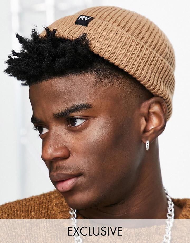 Reclaimed Vintage Inspired Recycled Fisherman Beanie In Camel-brown