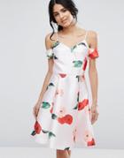 Chi Chi London Off Shoulder Midi Dress In Floral Print - Multi
