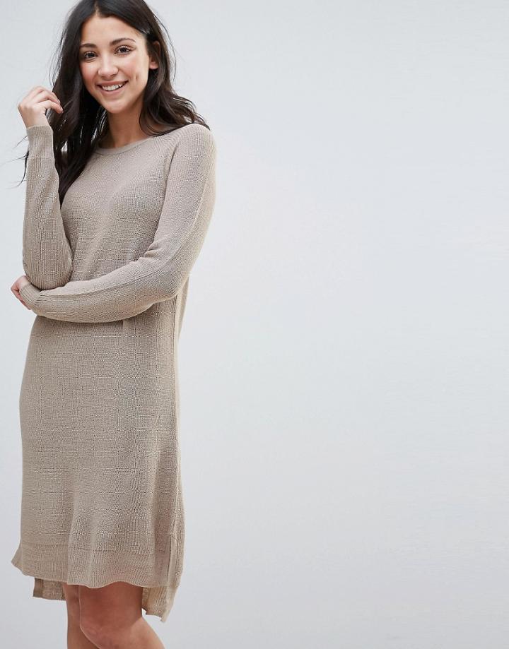 Brave Soul Zip Back Sweater Dress - Beige