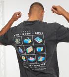 Crooked Tongues Oversized T Shirt In Acid Wash With 'essentials' Back Print-black