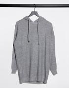 New Look Oversized Cozy Knitted Lounge Hoodie In Gray-grey