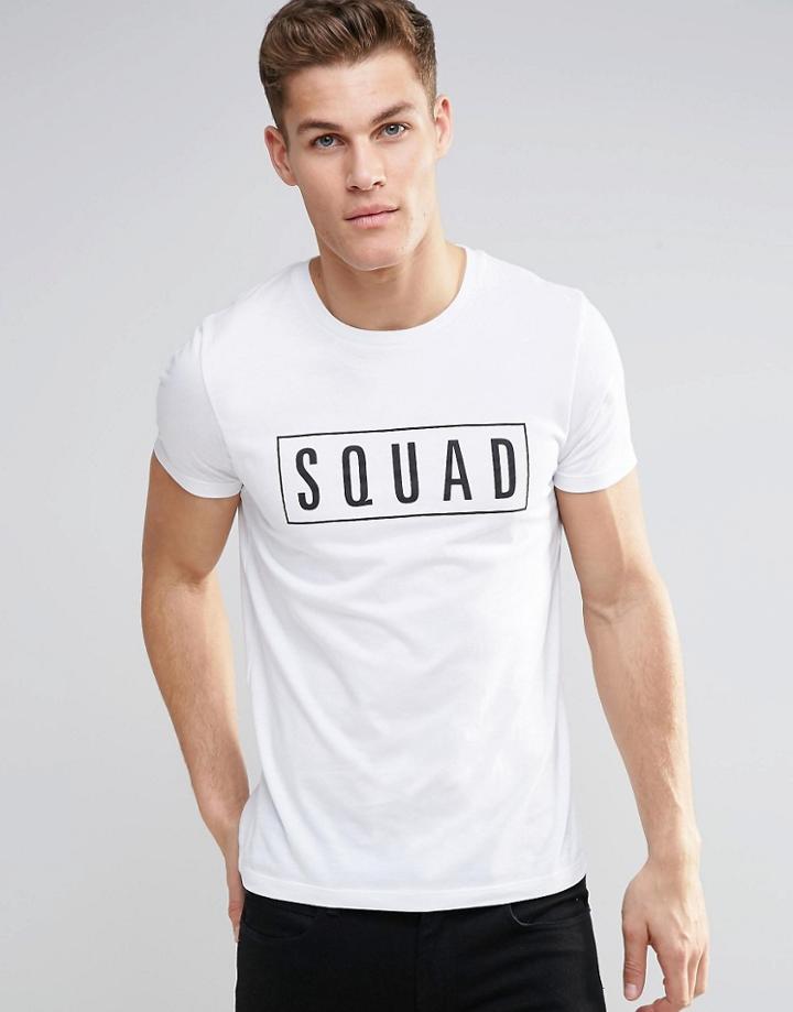 Asos T-shirt With Squad Print In White - White