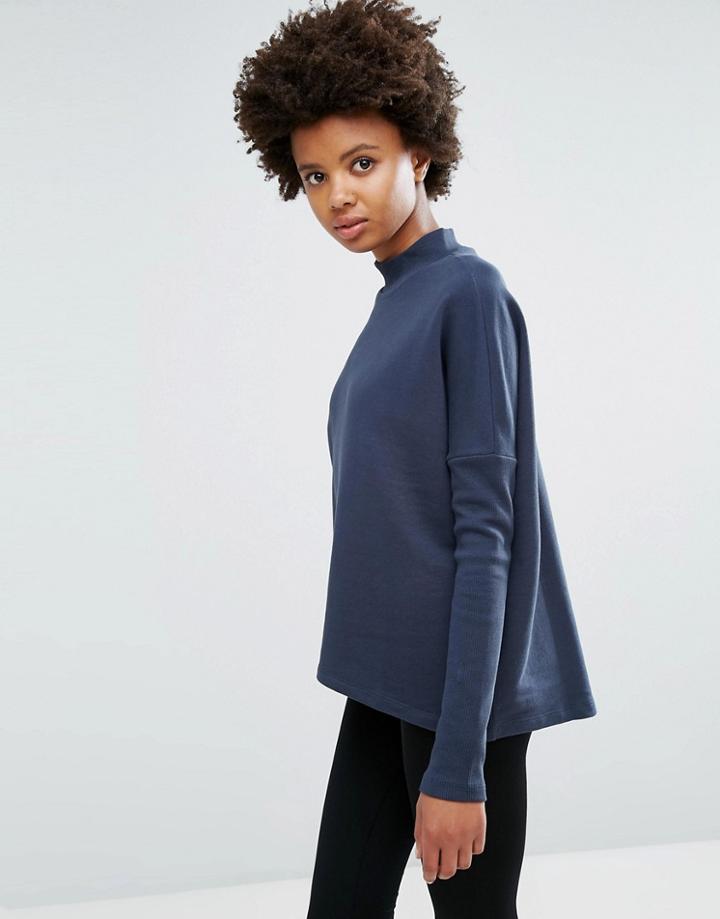 Ichi High Neck Long Sleeve Top - Navy