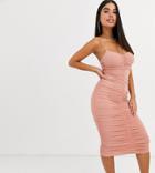 Asos Design Petite Going Out Extreme Ruched Strappy Midi Dress