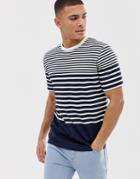Selected Homme T-shirt With Various Stripes-navy