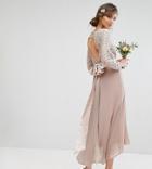 Tfnc Tall Wedding Lace Midi Dress With Bow Back-pink